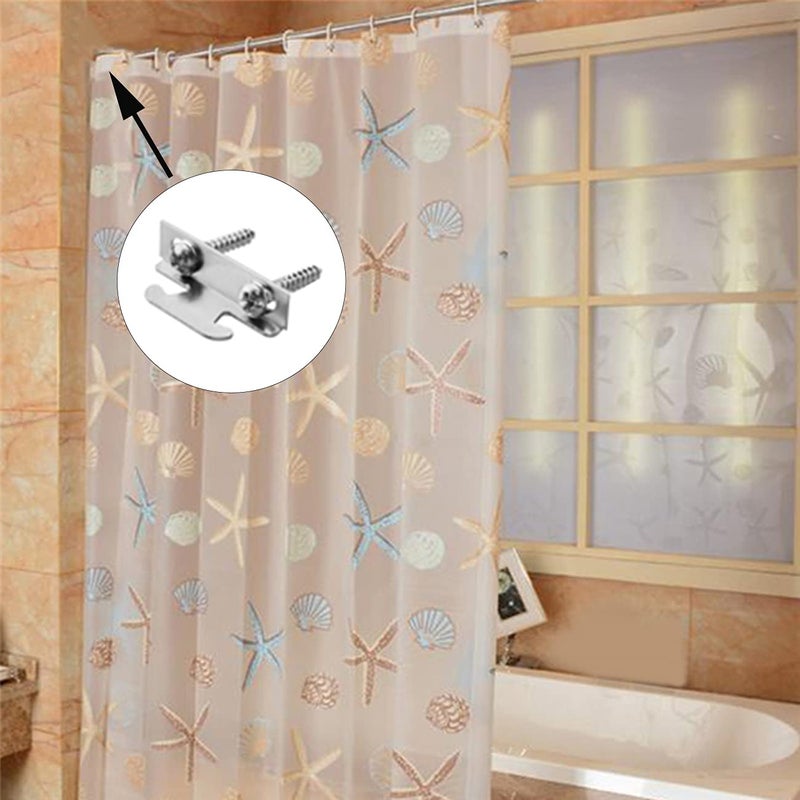 AXLIZER 2 Sets Curtain Rod Side Bracket Curtain Rod Ceiling Side Mounting Bracket with Screws Curtain Hook Accessories, Silver - Image 4